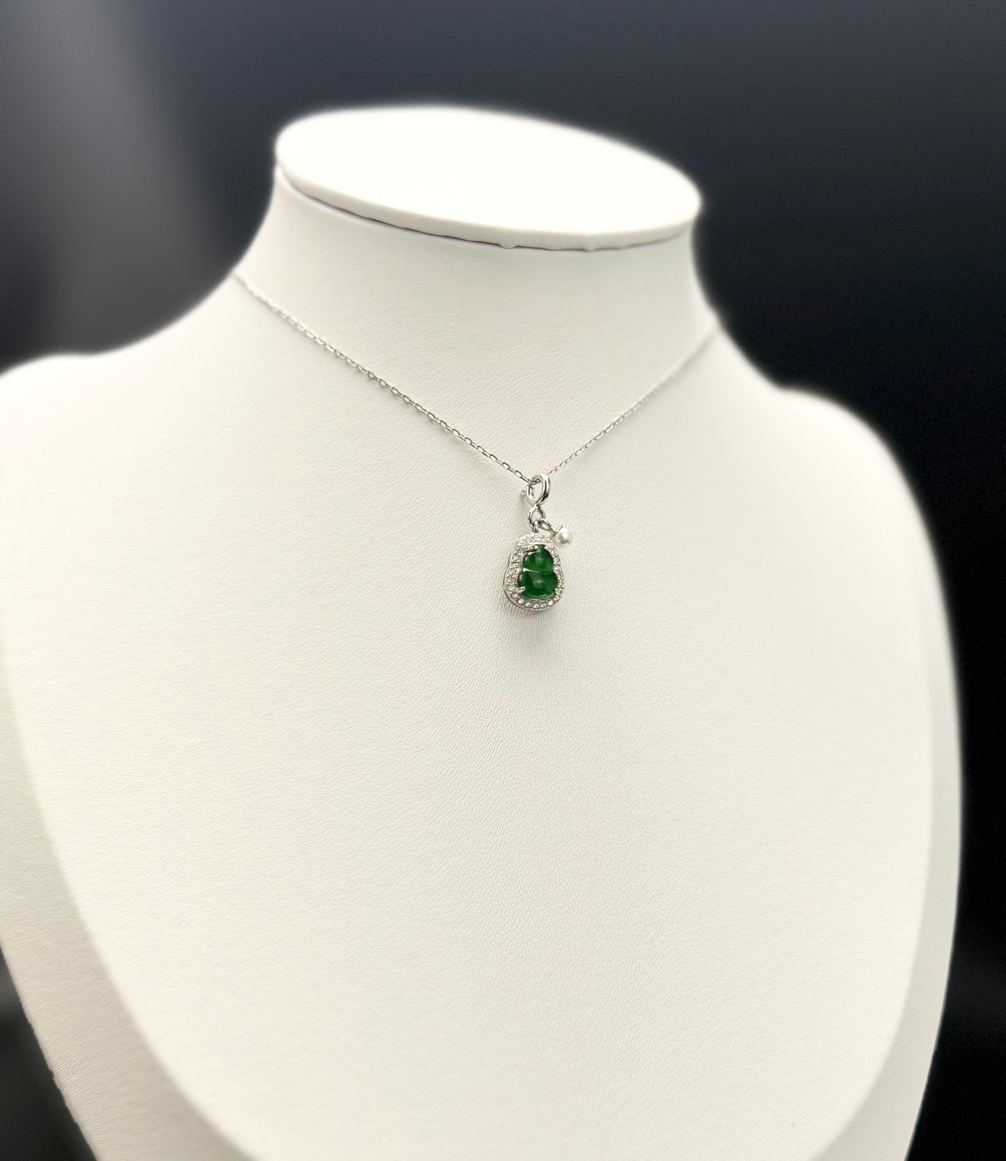 Natural Grade A Mini (Hu Lu) Green Jadeite Charm