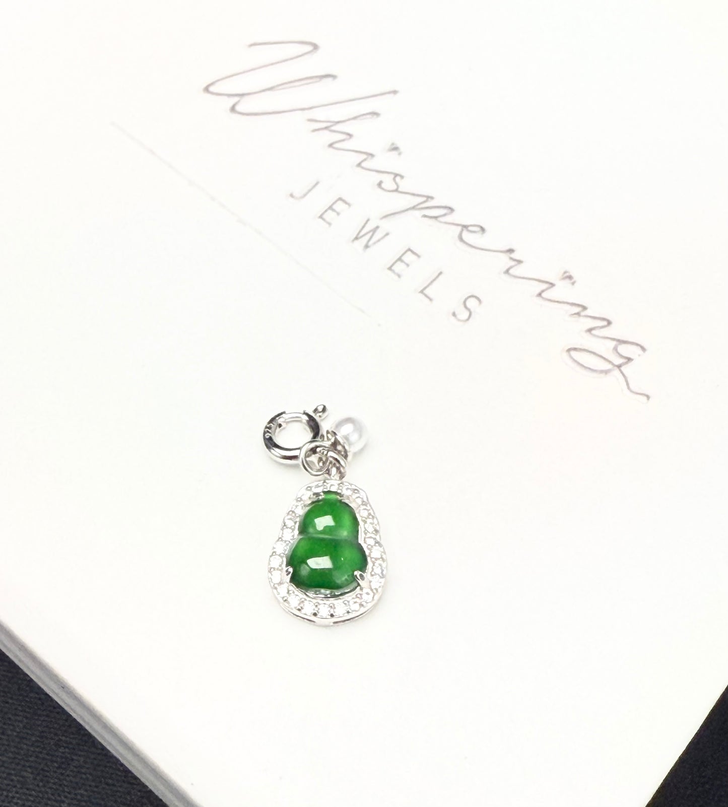 Natural Grade A Mini (Hu Lu) Green Jadeite Charm