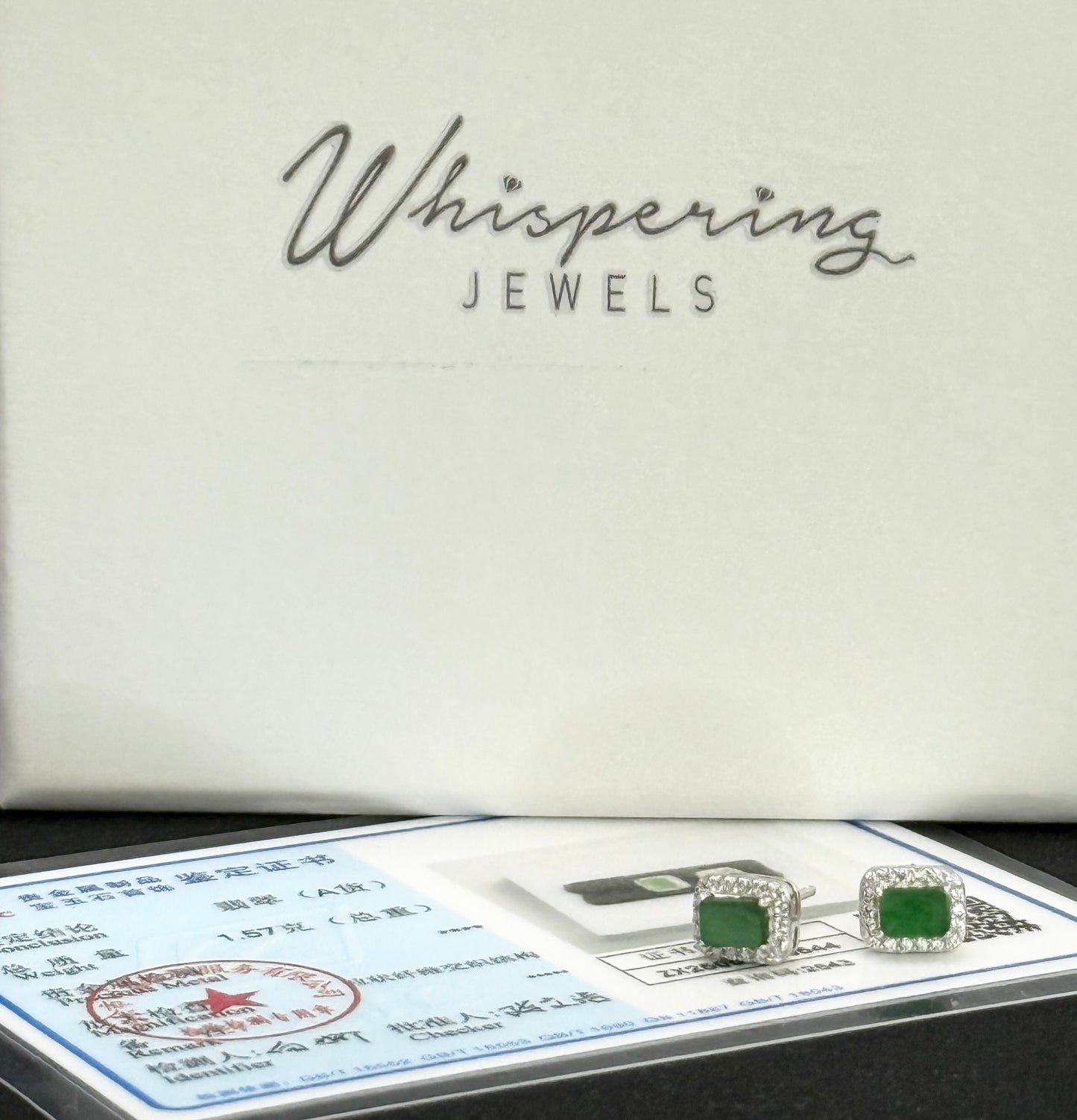 Natural Grade A Icy Green Jadeite Stud Earrings | Elegant Natural Jade Jewelry