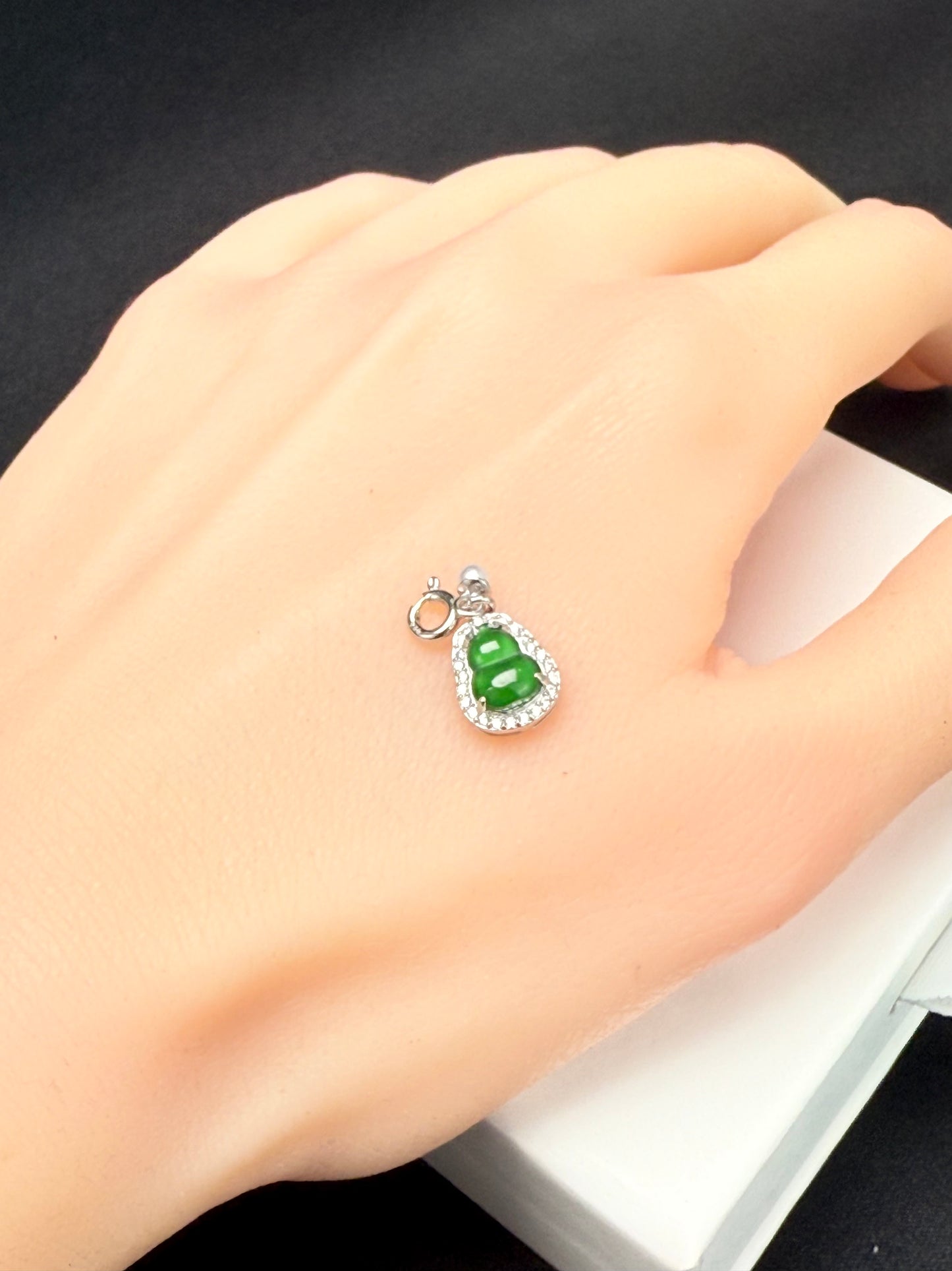 Natural Grade A Mini (Hu Lu) Green Jadeite Charm