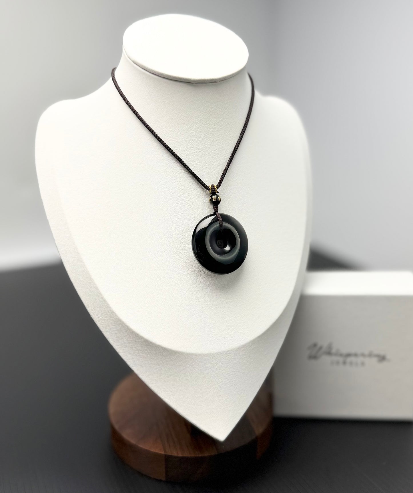 Natural Rainbow Obsidian(彩虹黑耀石)"Pin An" (平安扣) Pendant
