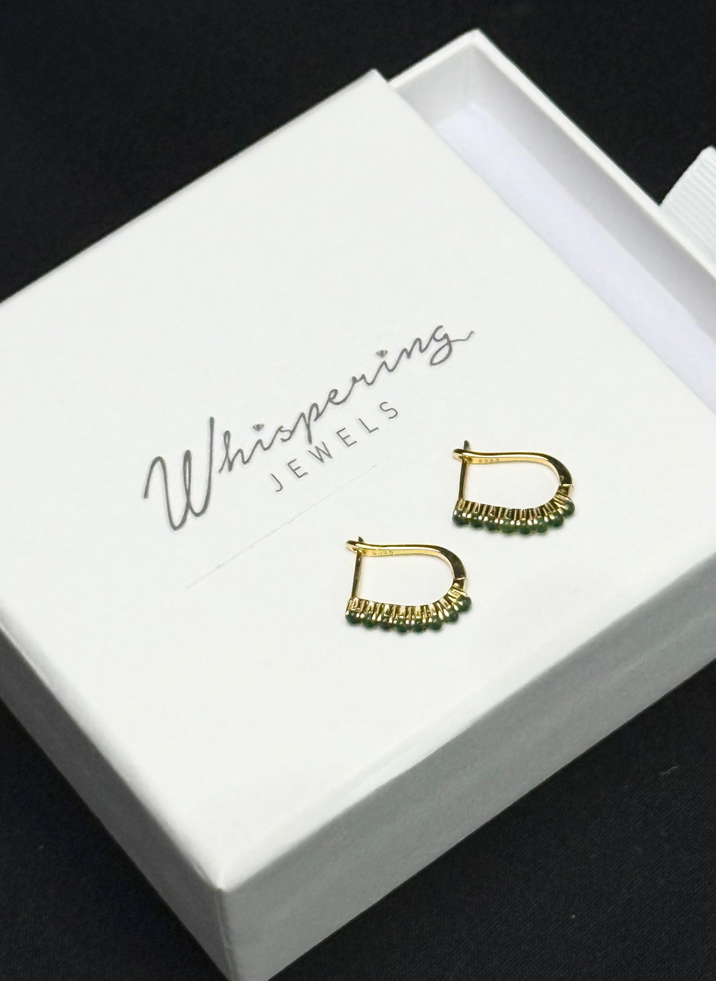Natural Grade A Elegant Green Jadeite Hoop Earrings