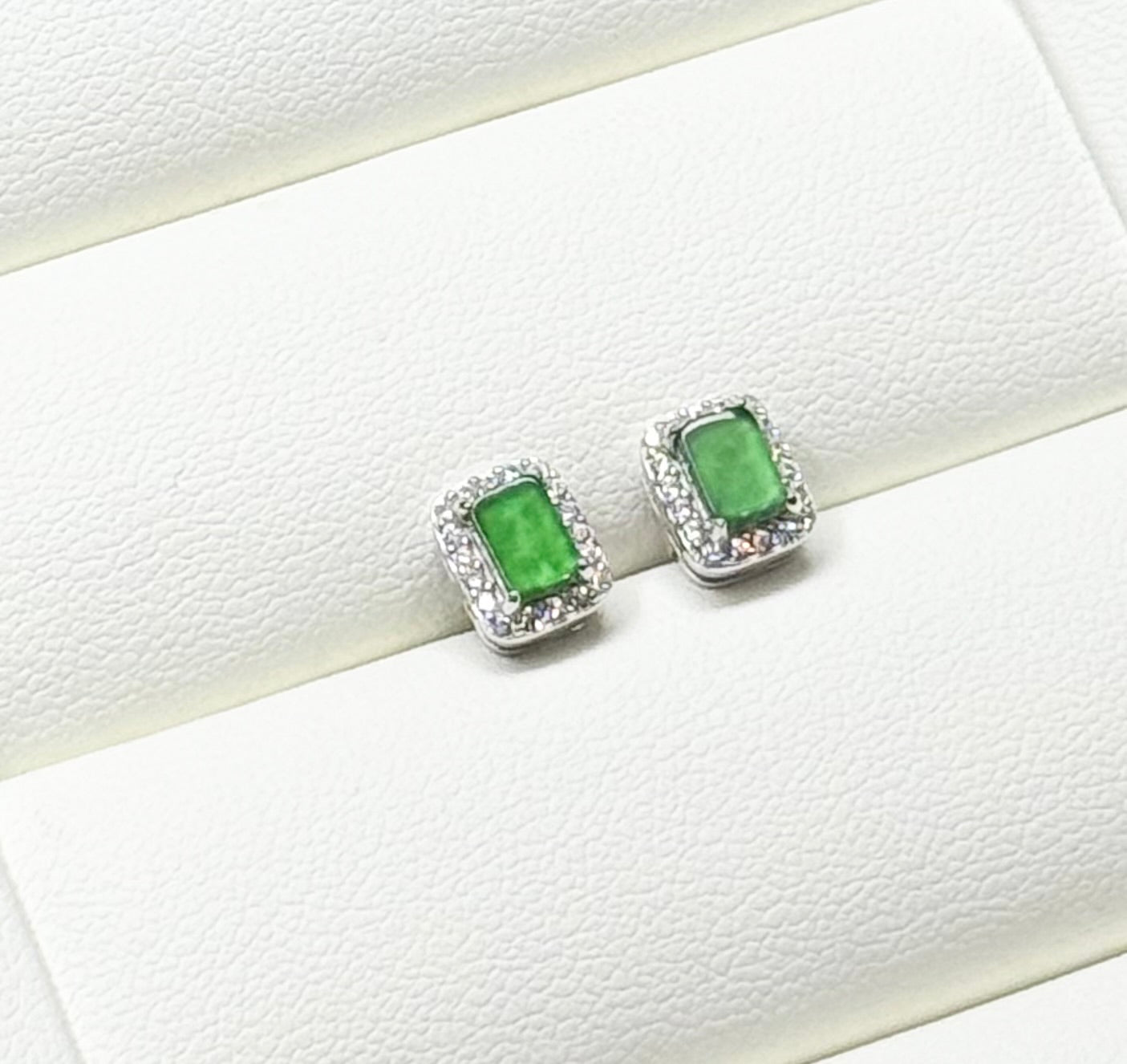 Natural Grade A Icy Green Jadeite Stud Earrings | Elegant Natural Jade Jewelry