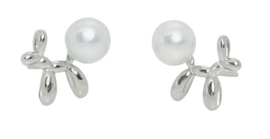 Adorable Poodle Dog Freshwater Pearls (6-6.5mm) Earring