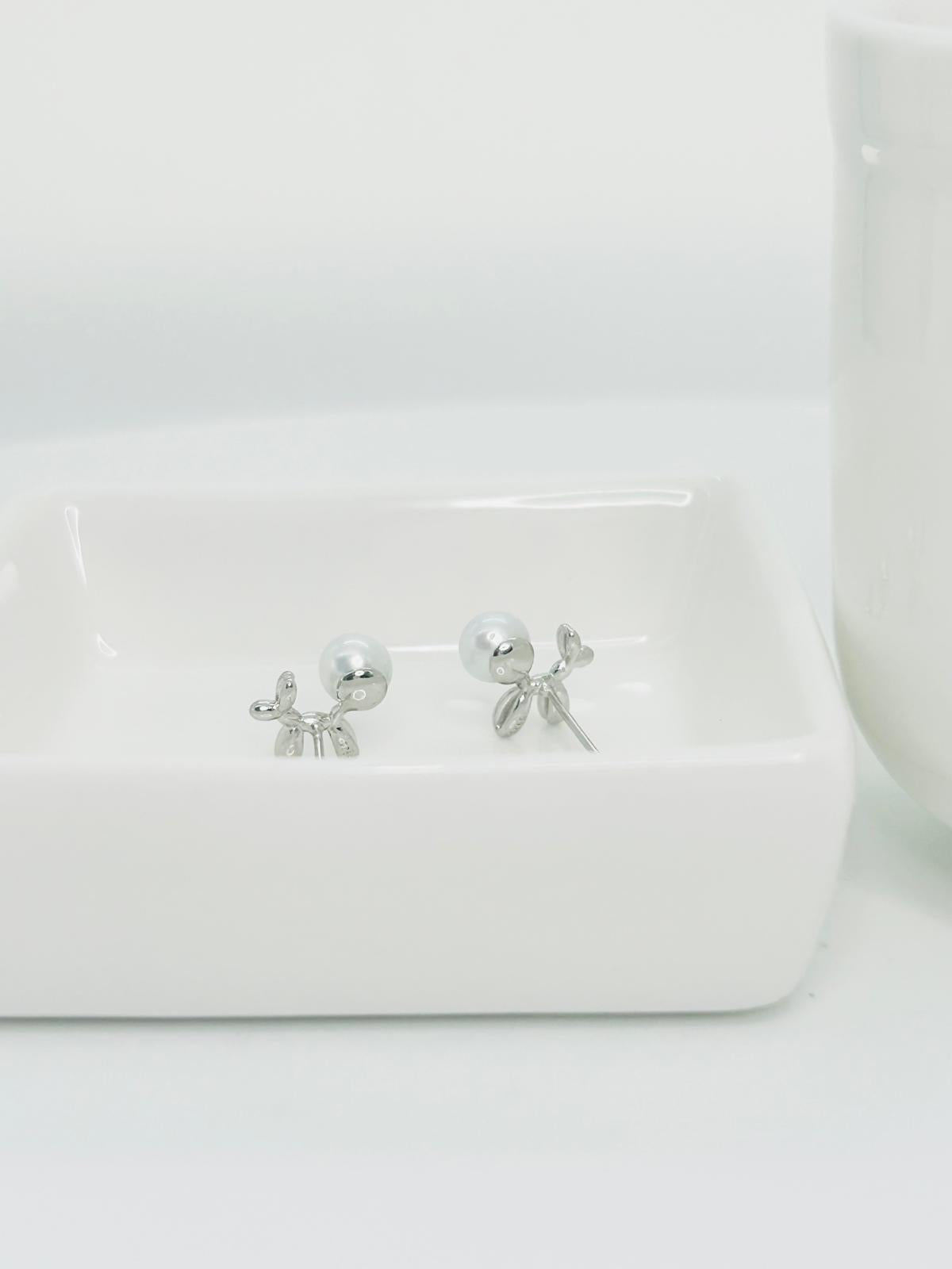 Adorable Poodle Dog Freshwater Pearls (6-6.5mm) Earring