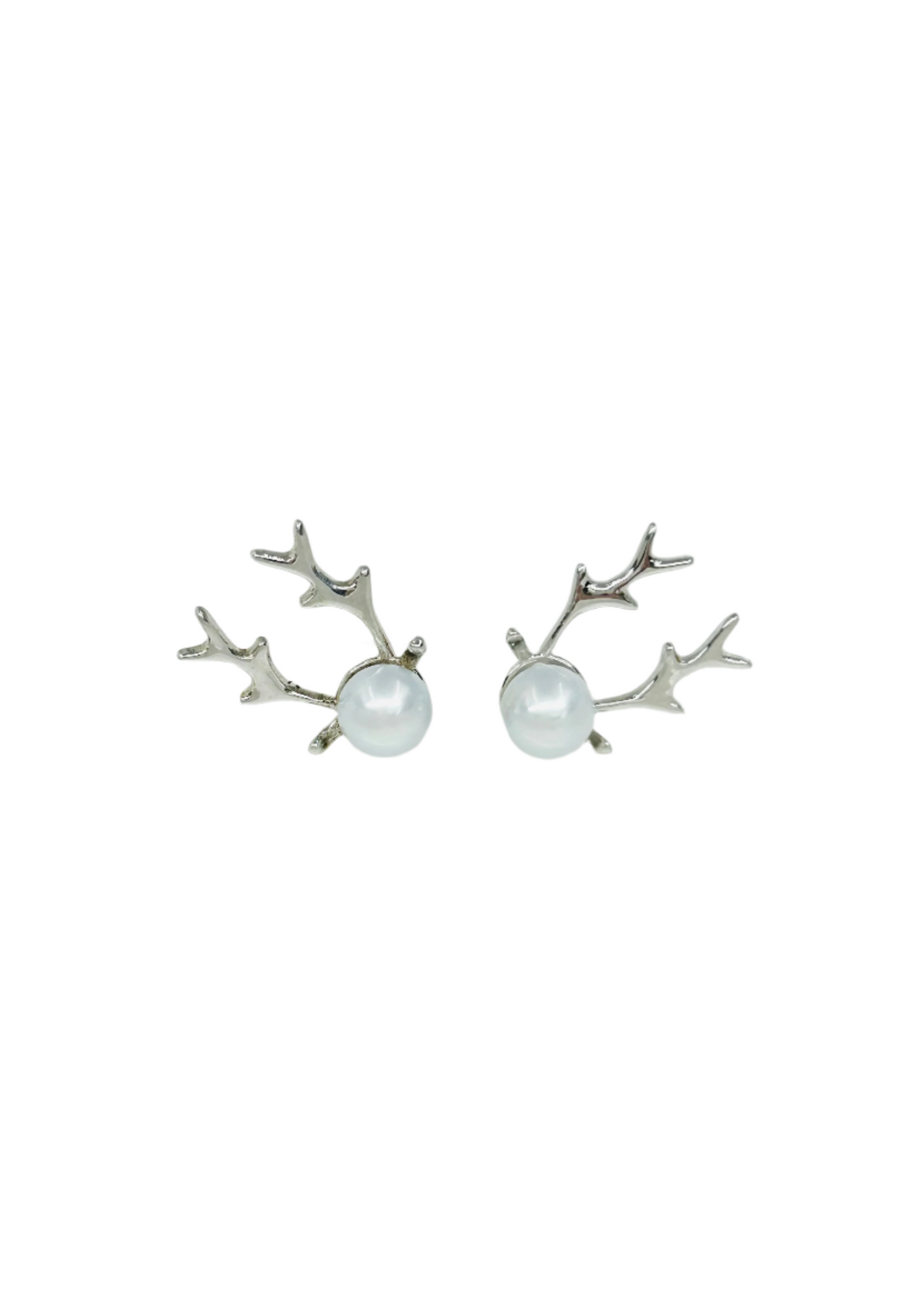 Antler Design Freshwater Pearl (6.3 - 6.5mm) Earrings
