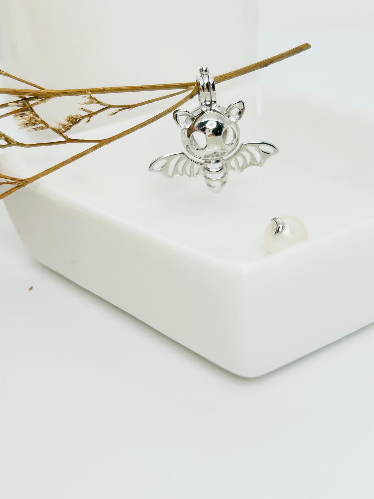 Bat Pendant with Hidden Pearl – Unique Jewellery Design | Singapore