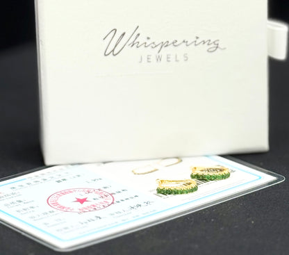 Natural Grade A Elegant Green Jadeite Hoop Earrings