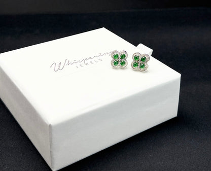 Natural Grade A Clover-Shaped Green Jadeite Earring | Classic Charm with a Touch of Nature