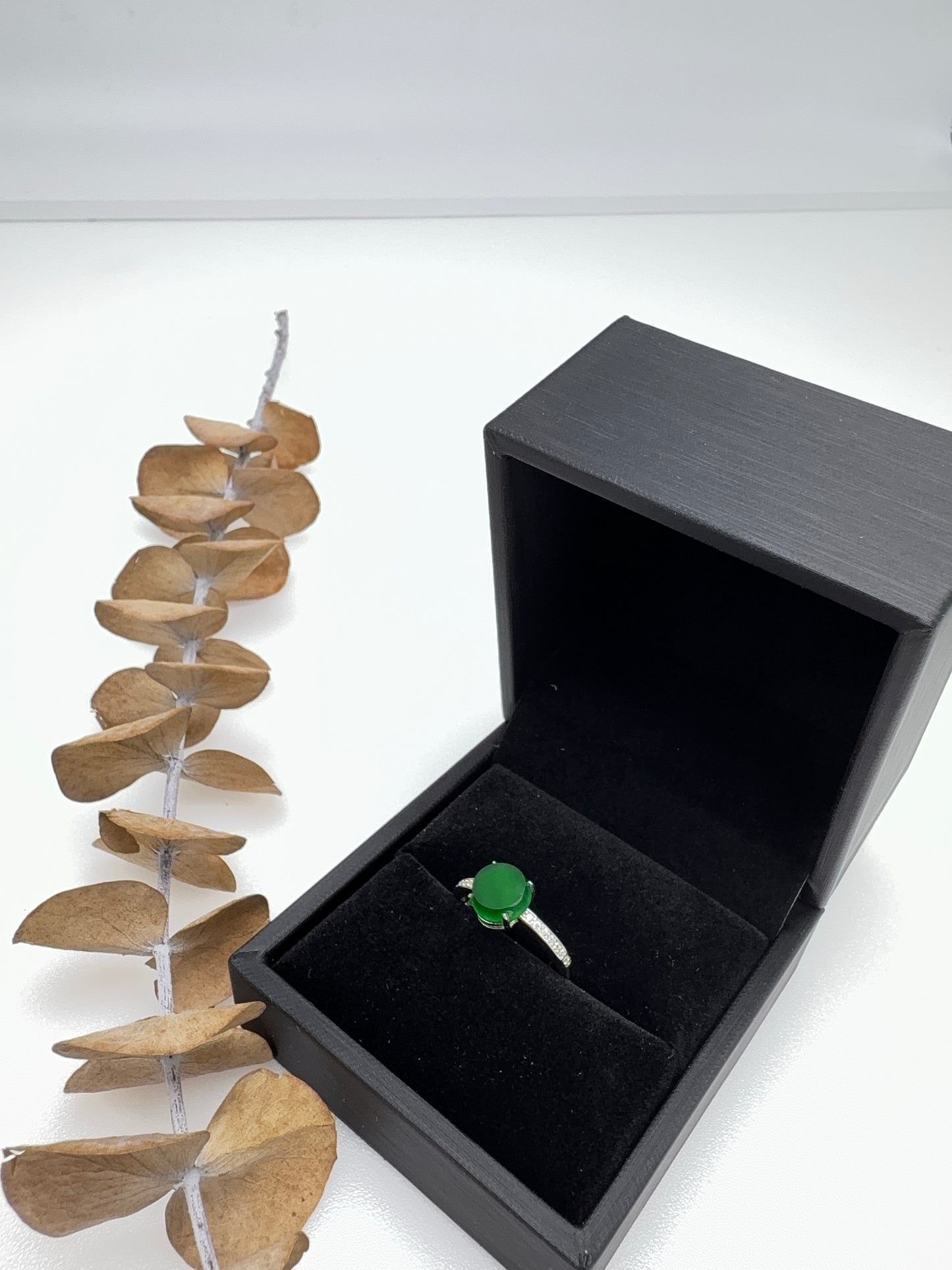 Natural Grade A Minimalistic Jadeite Jade Solitaire Ring | Icy Green Jade