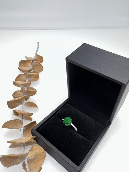 Natural Grade A Minimalistic Jadeite Jade Solitaire Ring | Icy Green Jade
