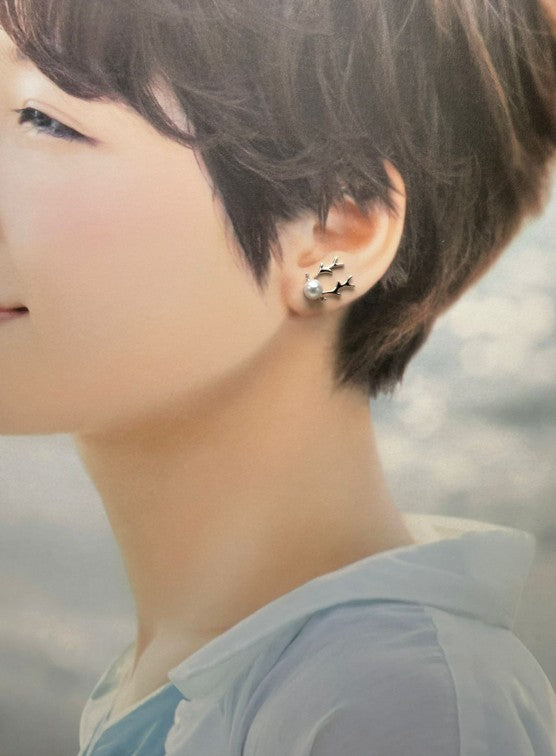 Antler Design Freshwater Pearl (6.3 - 6.5mm) Earrings