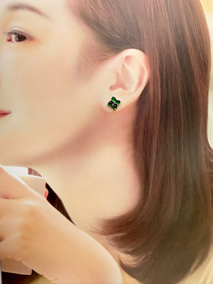 Natural Grade A Clover-Shaped Green Jadeite Earring | Classic Charm with a Touch of Nature
