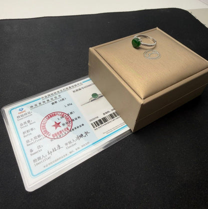 Natural Grade A Minimalistic Jadeite Jade Solitaire Ring | Icy Green Jade