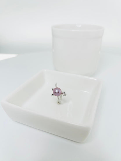 Adorable Freshwater Pearls (7-8mm) Cat Ring