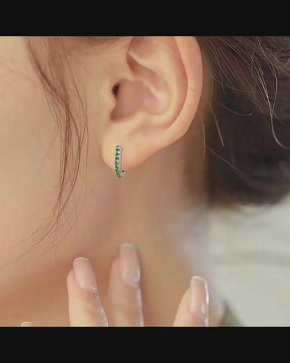 Natural Grade A Elegant Green Jadeite Hoop Earrings