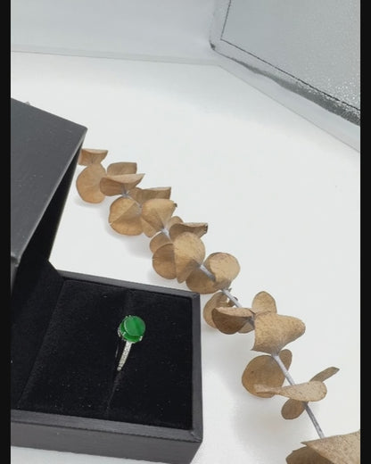 Natural Grade A Minimalistic Jadeite Jade Solitaire Ring | Icy Green Jade