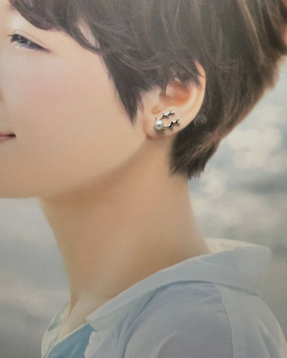 Antler Design Freshwater Pearl (6.3 - 6.5mm) Earrings