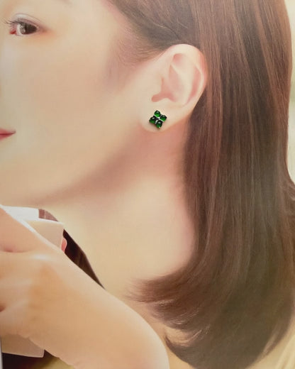 Natural Grade A Clover-Shaped Green Jadeite Earring | Classic Charm with a Touch of Nature